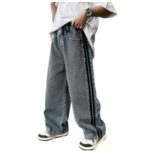 Siehin Jungen Jeanshose Regular Denimhose Kinder Frühling-Herbst Baggy Straight Jeans mit Elastischem Bund von Siehin