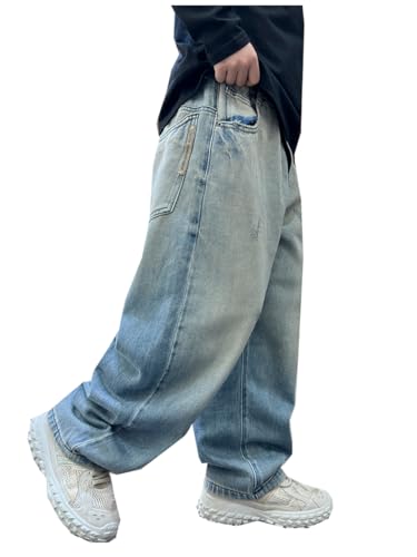 Siehin Jungen Jeanshose mit Elastischem Bund Kinder Frühling-Herbst Relaxed Denimhose Jeans Cargohose von Siehin