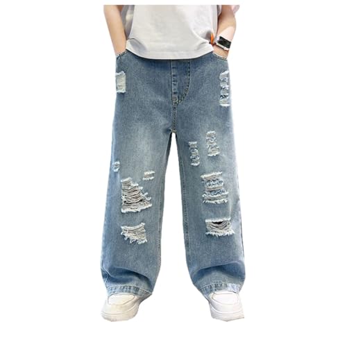 Siehin Jungen Jeanshosen Kinder Löcher Jeans Hose Freizeithose mit Elastischem Bund von Siehin