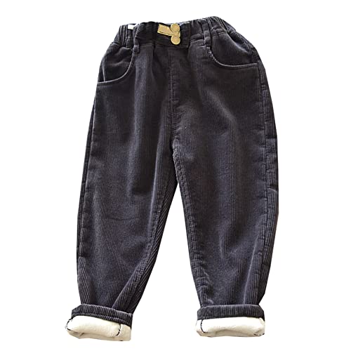 Siehin Jungen Mädchen Fleece Cordhose Kinder Herbst-Winter Lange Hose Jogginghose Freizeithosen mit Elastischem Bund von Siehin