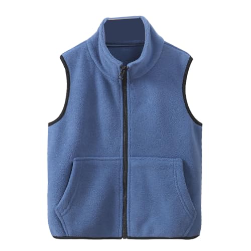 Siehin Jungen Mädchen Fleeceweste Kinder Warm Stehkragen Weste Ärmellose Outdoor-Oberteil mit Reißverschlusstaschen von Siehin