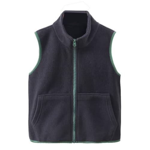 Siehin Jungen Mädchen Fleeceweste Kinder Warm Stehkragen Weste Ärmellose Outdoor-Oberteil mit Reißverschlusstaschen von Siehin