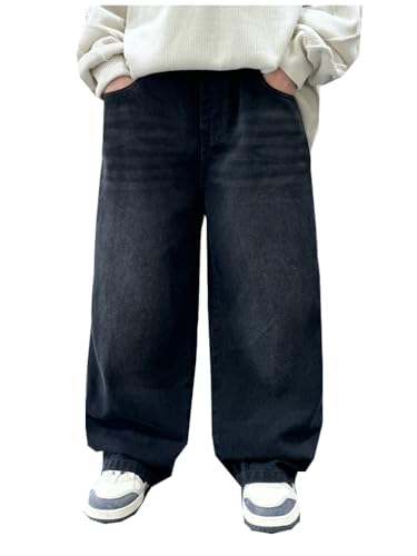 Siehin Jungen Straight Jeans Kinder Regular Denim Cargohose Baggy Elastischem Bund Jeanshose von Siehin
