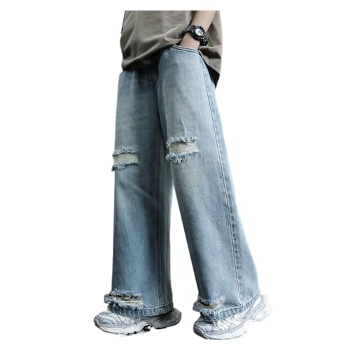 Siehin Jungen Zerrissenen Löchern Jeanshose Kinder Baggy Jeans Cargohose Relaxed Denimhose mit Elastischem Bund von Siehin