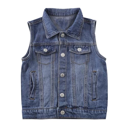 Siehin Kinder Jungen Jeansweste Denim Weste Ärmellos Jeansjacke Frühling Casual Jeansweste von Siehin