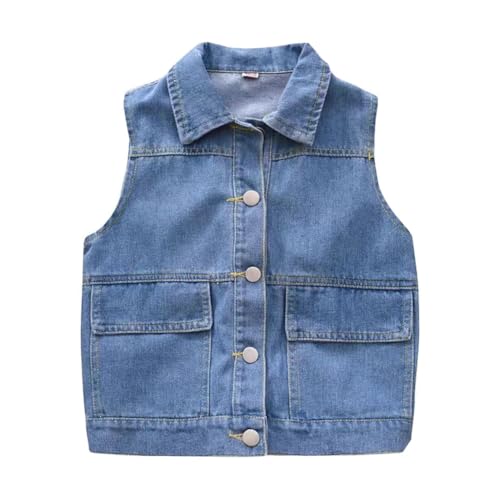 Siehin Kinder Jungen Jeansweste Frühling Denim Weste Casual Jeansweste Ärmellos Jeansjacke von Siehin