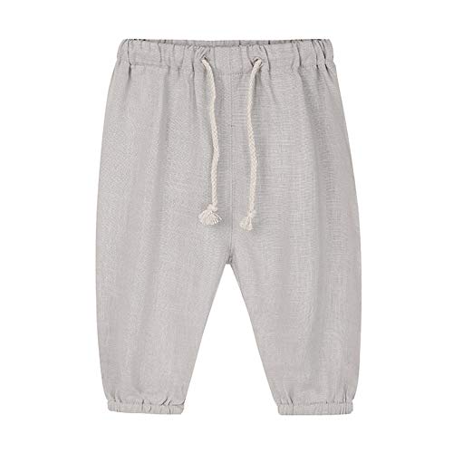 Siehin Kinder Jungen Mädchen Sommerhose Leinenhose Jogginghose Freizeithosen (Grau, 100-105) von Siehin