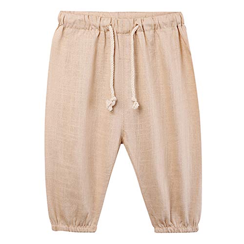 Siehin Kinder Jungen Mädchen Sommerhose Leinenhose Jogginghose Freizeithosen (Khaki, 80-85) von Siehin