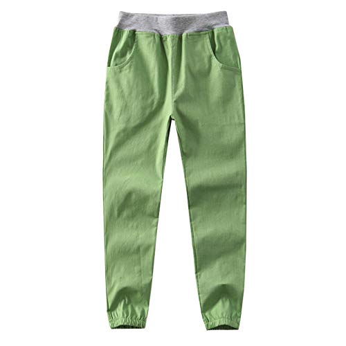 Siehin Kinder Jungen Sommerhose Leinenhose Jogginghose Freizeithosen (130 for Height 120-125cm, Grün) von Siehin