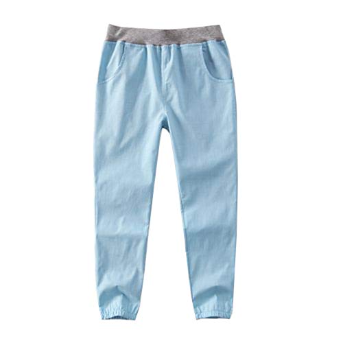 Siehin Kinder Jungen Sommerhose Leinenhose Jogginghose Freizeithosen (130 for Height 120-125cm, Hellblau) von Siehin