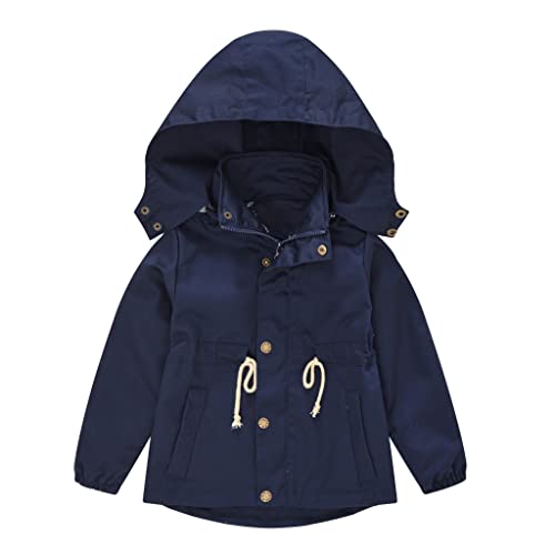 Siehin Kinder Kapuze Jacke Mantel Jungen Mädchen Frühling-Herbst Outerwear Übergangsjacke Kapuze Windjacke Kapuzenmantel Kapuzenjacke (92, Blau) von Siehin