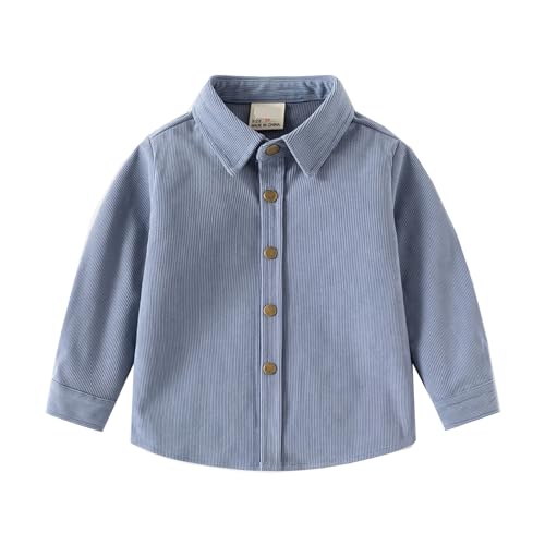 Siehin Kinder Langarm Cordhemd Jungen Frühling-Herbst Casual Corduroy Hemden Shirt Oberteil Button-Down Einfarbig Freizeithemden von Siehin