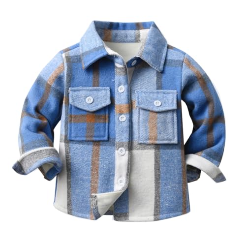 Siehin Kinder Plüschfutter Hemdjacke Herbst Winter Übergangsjacke Jungen Flanellhemd Mädchen Jacke Kariertem Button-Down Freizeithemd von Siehin