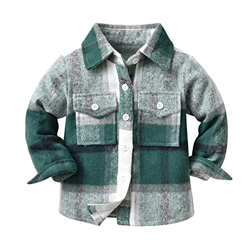 Siehin Kleinkind Baby Frühling-Herbst Kariertes Flanellhemd Jacke Jungen Freizeithemden Langarm Button-Down Hemden von Siehin