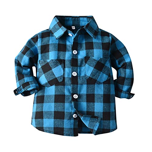 Siehin Kleinkind Baby Frühling-Herbst Kariertes Freizeithemd Jungen Mädchen Jacke Langarm Button-Down Hemden Tops von Siehin