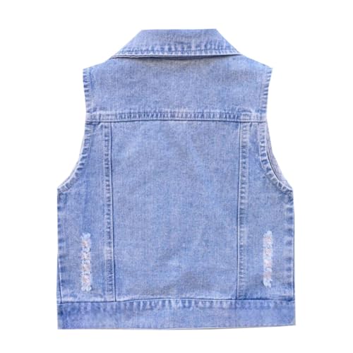 Siehin Mädchen Jeansweste Kinder Denim Weste Ärmellos Jeansjacke Frühling Herbst Casual Jeansweste von Siehin