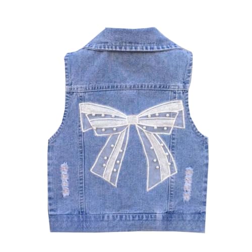 Siehin Mädchen Jeansweste Kinder Denim Weste Ärmellos Jeansjacke Frühling Herbst Casual Jeansweste von Siehin