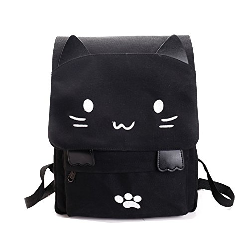 Siehin Schultertasche Rucksack Cartoon Katze Freizeit Der Rucksack Schul Reisetasche Farbe Schwarz von Siehin