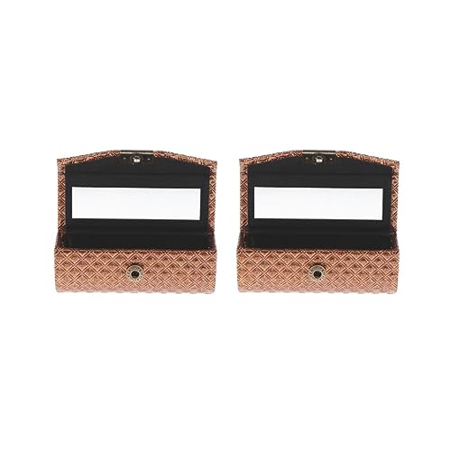 Aufbewahrungsbox aus PU-Leder, mit Spiegel, für Geldbörse, Schwarz, 2er-Set (braun), 9x3.5x3.5 cm, Siehe Beschreibung von Siepificius