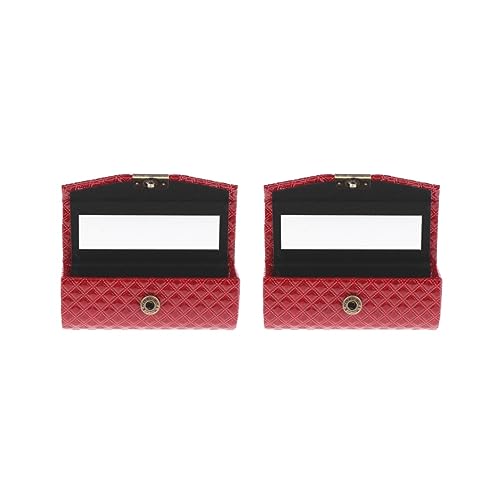 Aufbewahrungsbox aus PU-Leder, mit Spiegel, für Geldbörse, Schwarz, 2er-Set (rot), 9x3.5x3.5 cm, Siehe Beschreibung von Siepificius