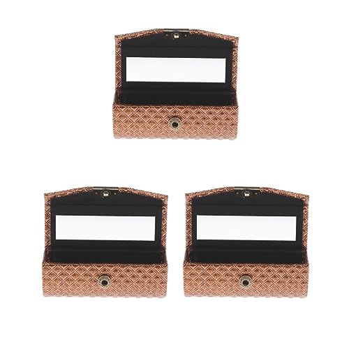 Aufbewahrungsbox aus PU-Leder, mit Spiegel, für Geldbörse, Schwarz, 3er-Set (braun), 9x3.5x3.5 cm, Siehe Beschreibung von Siepificius