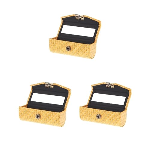 Aufbewahrungsbox aus PU-Leder, mit Spiegel, für Geldbörse, Schwarz, 3er-Set (gelb), 9x3.5x3.5 cm, Siehe Beschreibung von Siepificius