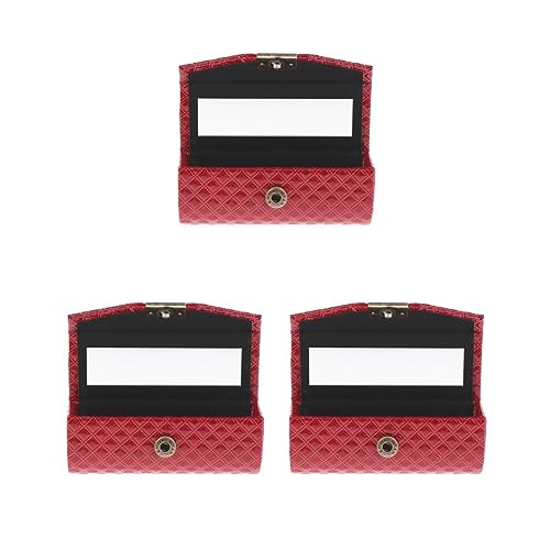 Aufbewahrungsbox aus PU-Leder, mit Spiegel, für Geldbörse, Schwarz, 3er-Set (rot), 9x3.5x3.5 cm, Siehe Beschreibung von Siepificius