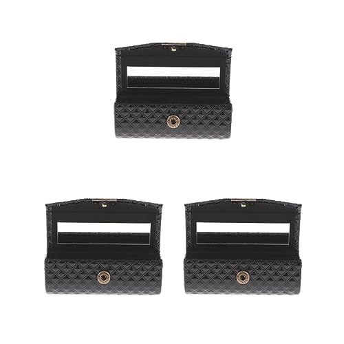 Aufbewahrungsbox aus PU-Leder, mit Spiegel, für Geldbörse, Schwarz, 3er-Set (schwarz), 9x3.5x3.5 cm, Siehe Beschreibung von Siepificius