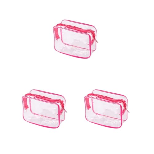 Kosmetiktasche für Damen, multifunktional, mit Reißverschluss, transparent, wasserdicht, Größe M, Gelb, 3er-Set (Rosa, M), M, Siehe Beschreibung von Siepificius