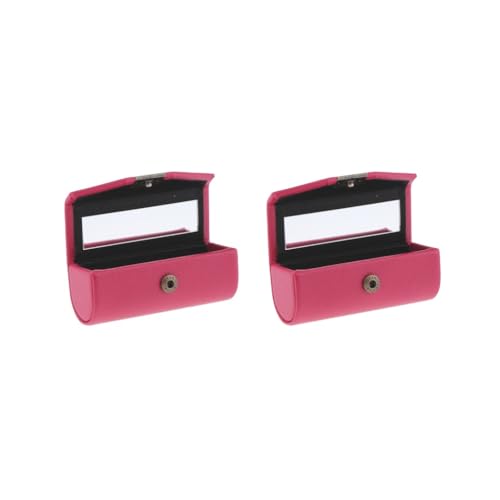 Lippenstiftetui aus Leder, Aufbewahrungsbox, Spiegel, Geldbörse, Tasche, Hellblau, Grün, 2er-Set (Rosarot), 9 cm, Siehe Beschreibung von Siepificius
