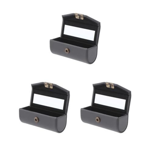 Lippenstiftetui aus Leder, Aufbewahrungsbox, Spiegel, Geldbörse, Tasche, Hellblau, Grün, 3er-Set (dunkelgrau), 9 cm, Siehe Beschreibung von Siepificius