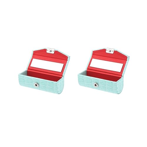 Lippenstiftetui aus Leder, Aufbewahrungsbox mit Spiegel, für Geldbörse, Hellblau, 2er-Set (hellblau), as described, Siehe Beschreibung von Siepificius