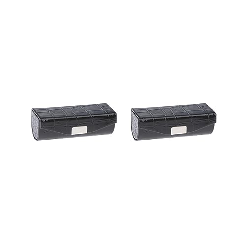 Lippenstiftetui aus Leder, Aufbewahrungsbox mit Spiegel, für Geldbörse, Hellblau, 2er-Set (schwarz), 9 x 3.5 x 3.5 cm, Siehe Beschreibung von Siepificius