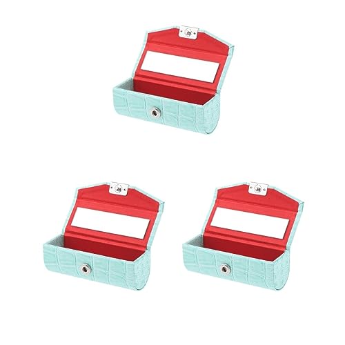 Lippenstiftetui aus Leder, Aufbewahrungsbox mit Spiegel, für Geldbörse, Hellblau, 3er-Set (hellblau), as described, Siehe Beschreibung von Siepificius
