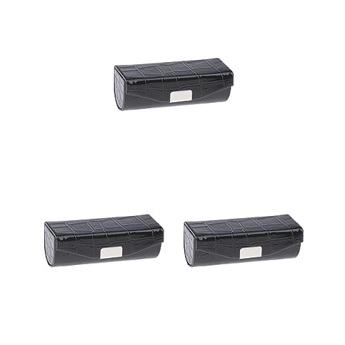 Lippenstiftetui aus Leder, Aufbewahrungsbox mit Spiegel, für Geldbörse, Hellblau, 3er-Set (schwarz), 9 x 3.5 x 3.5 cm, Siehe Beschreibung von Siepificius