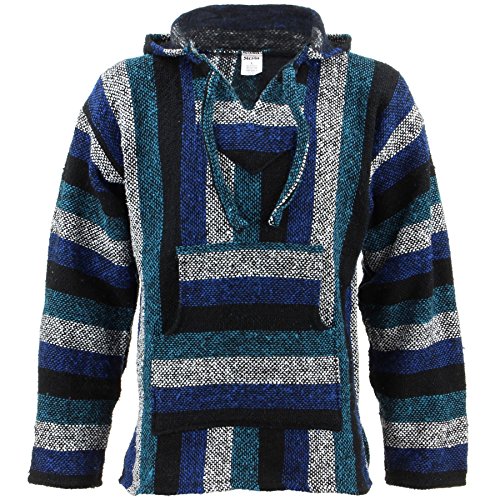 Mexikanischer Baja Jerga Hoodie Pullover, cool blue, M von Siesta