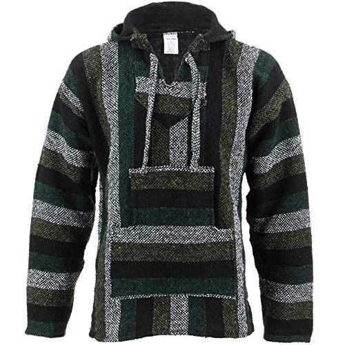 Mexikanischer Baja Jerga Hoodie Pullover Gr. XXXL, Minzgrün von Siesta