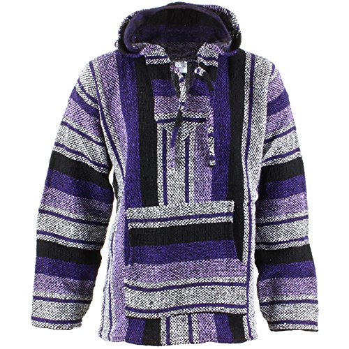 Mexikanischer Baja Jerga Hoodie Pullover, lavendel, Large von Siesta