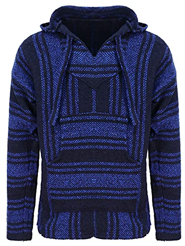 Mexikanischen Baja Jerga Hoodie Hippie Festival Top Blau & Schwarz SZ M L XL XXL Gr. X-Large, blau/schwarz von Siesta