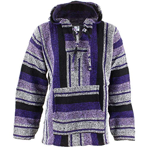 Siesta Mexikanische Baja Jerga mit Kapuze Hippie Jumper - Lavandell, L von Siesta