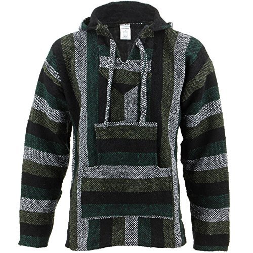 Siesta Mexikanische Baja Jerga mit Kapuze Hippie Jumper - Minty grün, XX-Large von Siesta