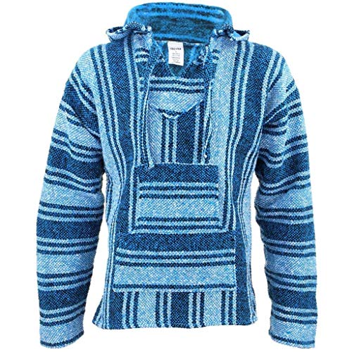 Siesta Mexican Baja Jerga Hippie-Top mit Kapuze, hellblau, hellblau, XXL von Siesta