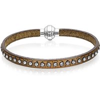 Sif Jakobs Armband 925 Silber Arezzo aus army grünem Leder mit weißen Zirkonia 19 cm von Sif Jakobs