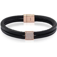 Sif Jakobs Armband 925 Silber Modena Quatro Leather - 18k Roségold plattiert aus schwarzem Leder mit weißen Zirkonia von Sif Jakobs