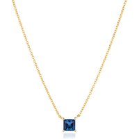 Sif Jakobs Collier 925 Silber Ellera Quadrato  18k Gelbgold plattiert  mit blauen Zirkonia von Sif Jakobs