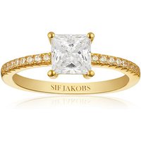 Sif Jakobs Ring 925 Silber Ellera Quadrato  18k Gelbgold plattiert  mit weißen Zirkonia, 56 / 17,8 von Sif Jakobs