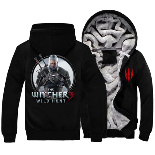 Sift Sweatjacke Herren Wit.cher, Bequemes und Warmes Winterjacke mit Kapuze, Windabweisend Dicker Sweatshirts für Laufen-Black A||XXL von Sift