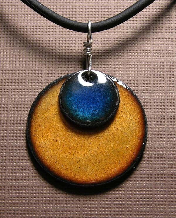Blaue Und Orange Halskette, Blau Anhänger, Schmuck, Kupfer Emaille Handgemachte Halskette Blaue Und Orange Halskette, Blau Anhänger, Schmuck, Kupfer Emaille Handgemachte Halskette von SiftandWinnow