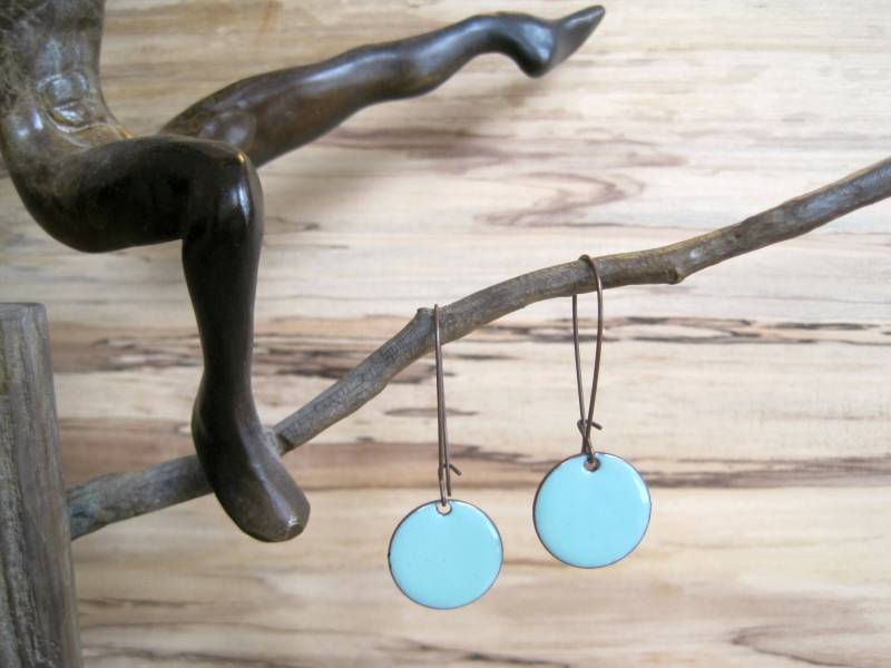 Hellblaue Ohrringe, Rotkehlchen Kupfer Emaille Schmuck, Nickelfreie Nieren Handgefertigte Ohrringe Hellblaue Ohrringe, Rotkehlchen Kupfer Emaille Schmuck, Nickelfreie Nieren Handgefertigte Ohrringe von SiftandWinnow