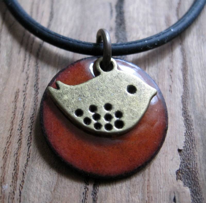 Vogel-Halskette, Vogel-Schmuck, Vogel-Anhänger, Orange Emaille Schmuck, Vogel Anhänger Vogel-Halskette, Vogel-Schmuck, Vogel-Anhänger, Orange Emaille Schmuck, Vogel Anhänger von SiftandWinnow